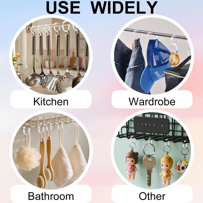 Kutesna 24PCS Shower Curtain Hooks,Clear Shower Curtain Rings,Plastic Shower Hooks,Easy to Snap Closure,Rust Proof Anti-Drop Shower Rings,Smooth Sliding Curtain Hooks for Bathroom Shower Rods Curtains - Image 4